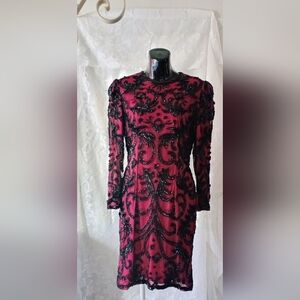 Hand beaded, vintage silk cocktail dress